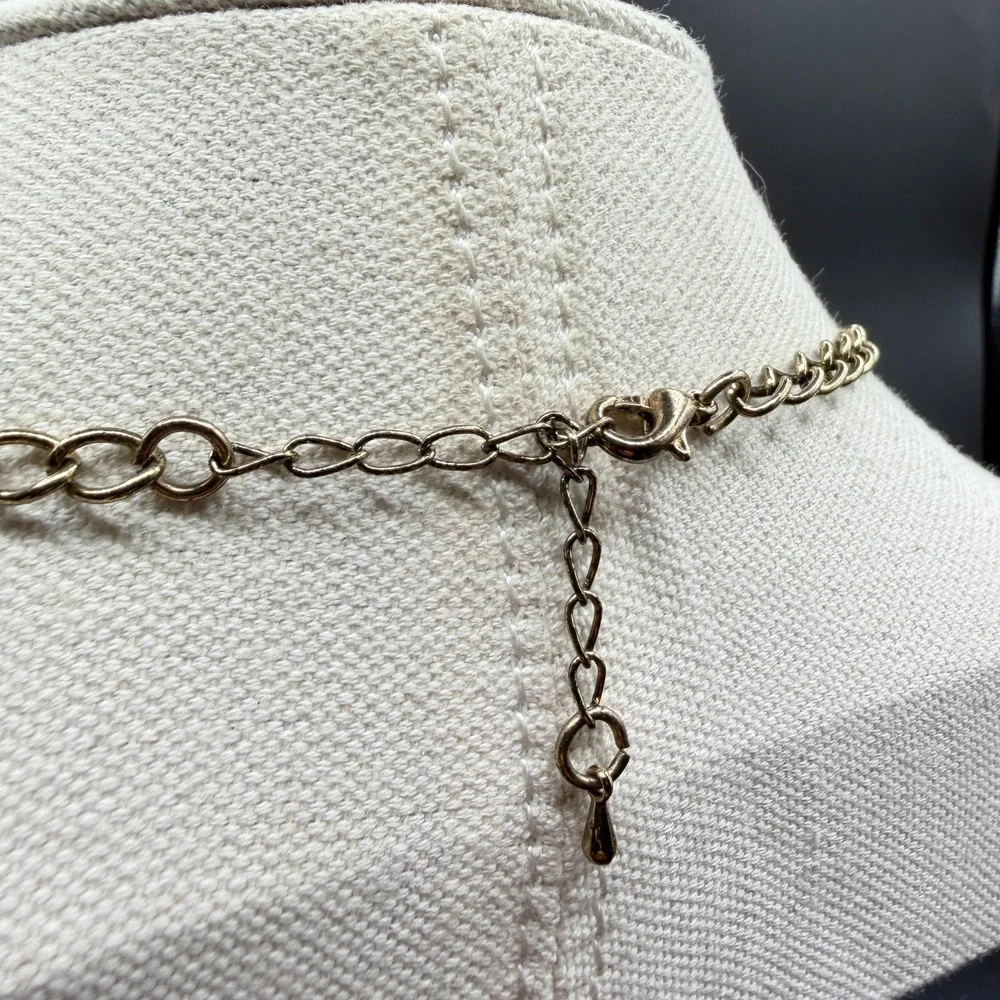 Antique Gold Tone Filigree Floral Bib Necklace Boho Statement Festival Jewelry